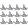 Silver Glitter Dove Bird Christmas Tree Baubles Decorations - Set