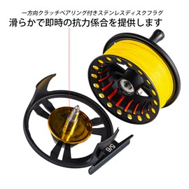 Goture Fly Reel Spool with Fly Line Included, Reel Parts, 5/6, Lightweight Aluminum, Corrosion Resistance, Left and Right Interchangeable, Smelt Fishing, Luffy Fishing