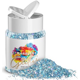 MARBLERS Holographic Glitter [Mixed Blue] 1.5oz (42g) | Chunky | Non-Toxic, Vegan, Cruelty-Free | Face, Body, Eyeshadow, Hair, Festival, Party Makeup | Nail Art, Polish | Resin, Tumbler, Slime, Craft