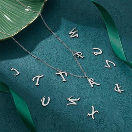 UNICRAFTALE 52pcs Stainless Steel Alphabet Charms Metal Cut A-Z Letter Pendants Dangle Charms for DIY Craft Earring Bracelet Necklace Stainless Steel Color