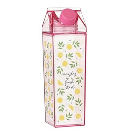 Acrylic Water Bottle by Heartfelt - Square Bottles - Clear Carton Juice or Milk Carton Water Bottle, 17-Ounce, Fresh Start