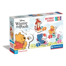 Clementoni 20820 Supercolor Winnie the Pooh – Puzzle 3 + 6 + 9 + 12 Teile ab 2 Jahren, buntes Kinderpuzzle mit besonderer Leuchtkraft & Farbintensität, Geschicklichkeitsspiel für Kinder
