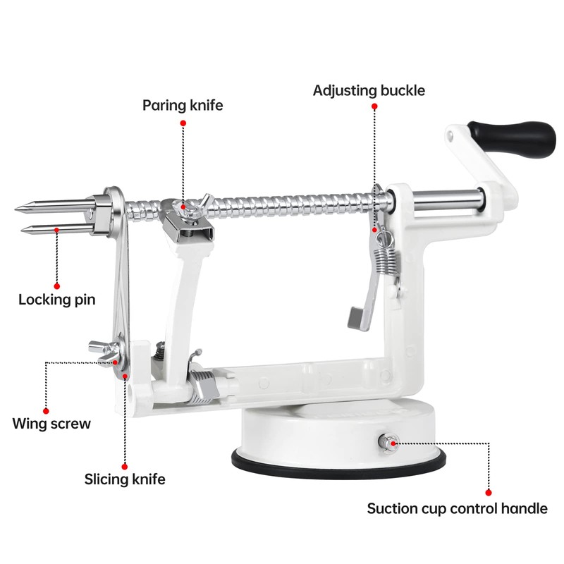 Apple Peeler Corer, Long lasting Chrome Cast Magnesium Alloy Apple