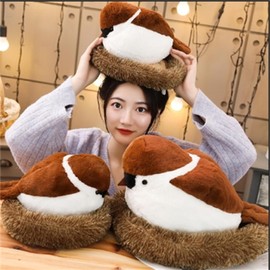 champracer Simulation Animal Bird Plush Toy Sparrow Doll, Animal Kawaii Field Sparrow Plush Realistic Bird Sparrow Toy for Wild Animals Gift for Children (20 x 30 cm, Bird Nest)