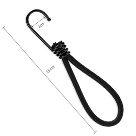 iguTrail Pack of 6 Expander with Hooks, 15 cm Tarpaulin Tensioner, Rubber Tensioner for Tarpaulins, Nets, Banners, Expander Loops, Tension Hooks, Black
