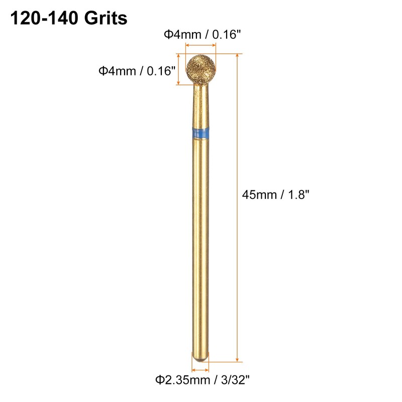 sourcing map 10pcs 120-140 Grits Diamond Grinding Bit 4mm Ball