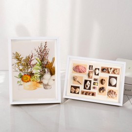 ‎3D Shadow Box Frame A4 Shadow Box 23x32cm Deep Box Frame Wooden Deep Box Display for Tabletop or Wall Display Deep Box Photo Frame for Crafts Memorabilia Flower Tickets Medal (White 4.5CM)