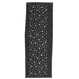 Mytoptrendz® Wide Headband Soft Stretchy Elastic Fabric Hair Band for Girls Women Bandeau Hair Wrap Fancy Hair Accessories with Sparkly Diamante Crysal (Grey Dark)