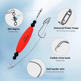 Unbranded Fishing Bobbers Catfish Float Rigs Santee Rig Tackle Rattling 4Pcs 2.5" Red Set