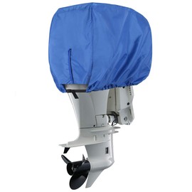 Explore Land Outboard Motor Cover - Waterproof 600D Heavy Duty Boat Engine Hood Covers - Fit for Motor 115-225 HP, Blue