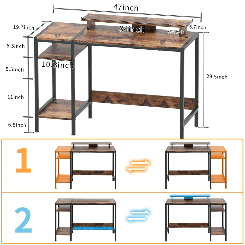 MINOSYS Gaming/Computer Desk - 47” Home Office Small Desk with