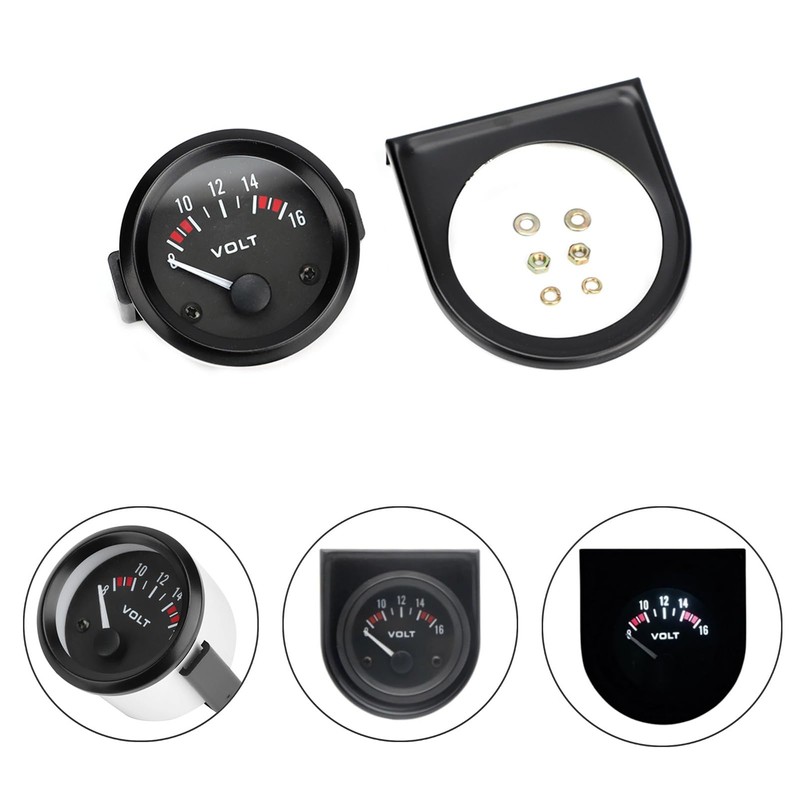 Aramox 12V Car Universal Voltmeter 52mm/2in Voltage Meter Gauge Black