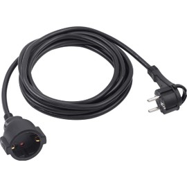 Meister Schutzkontakt-Verlängerung - Extraflacher Stecker - 3 m Kabel - schwarz - IP20 Innenbereich / Kupplung mit Berührungsschutz / Schuko-Verlängerung mit Flachstecker / Stromkabel / 7432370