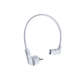 shortix Short Power Cable (Power Cable with Angled Earthing Contact Plug Type E+F to Angled IEC Socket), White, 40 cm