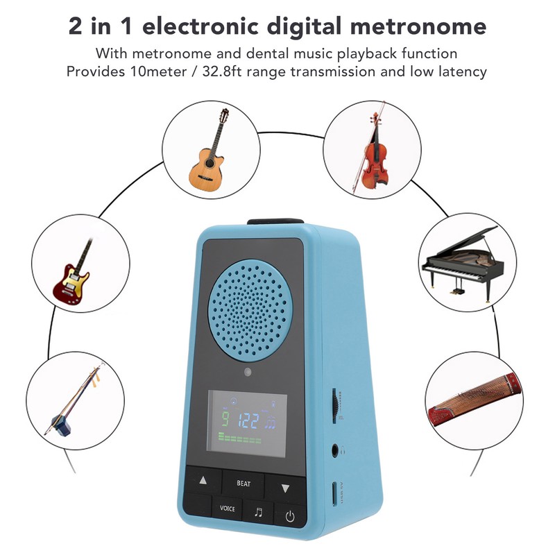 AM 718 Rechargeable 2 in 1 Electronic Digital Metronome 1300mAh