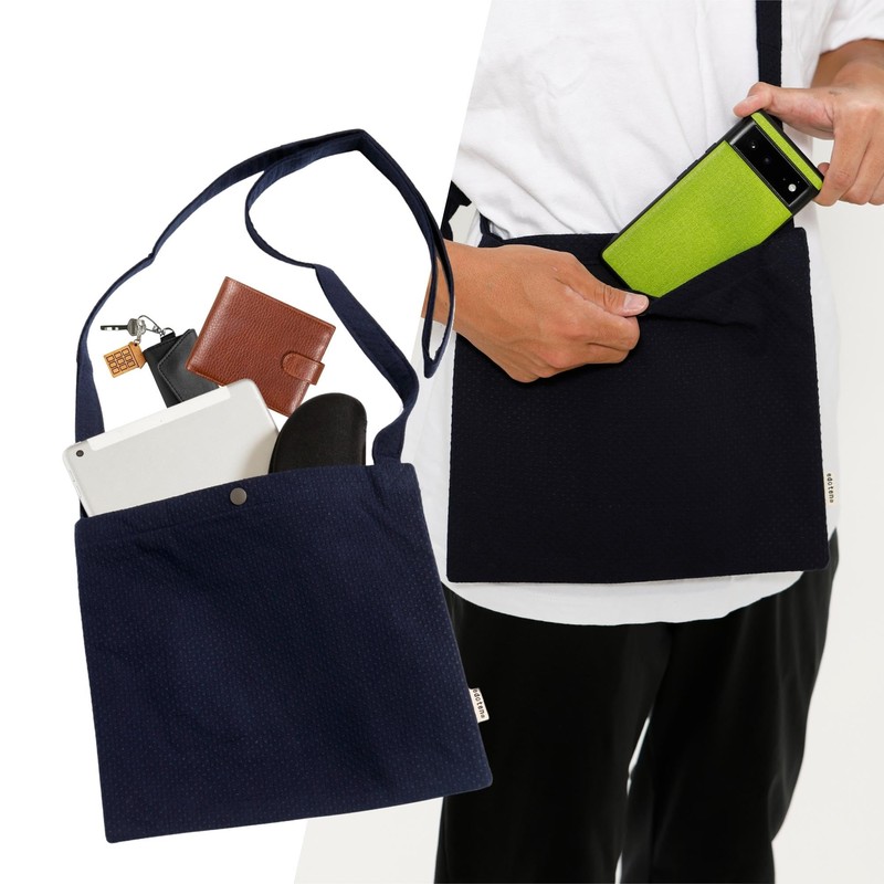 Edo-Ten Sacoche Crossbody Bag, Made in Japan, 100% Cotton, Shoulder