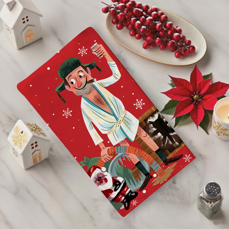 Flaircave Funny Christmas Kitchen Towels Decorative Set Happy Xmas Dish