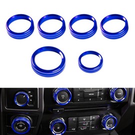 x xotic tech Air Conditioner Switch/Trailer/4WD/VOL Tune Knob Button Trim Compatible with Ford F150 XLT 2016 2017 2018 2019 2020, Blue Aluminum 6pcs