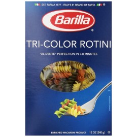 Barilla Tri Color Rotini Pasta Pack of 16 12 Ounce Boxes Non GMO Kosher