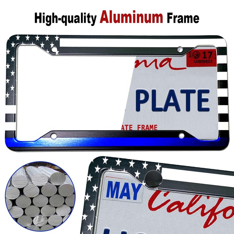 RCKJNJ Thin Blue Line License Plate Frames - Aluminum American