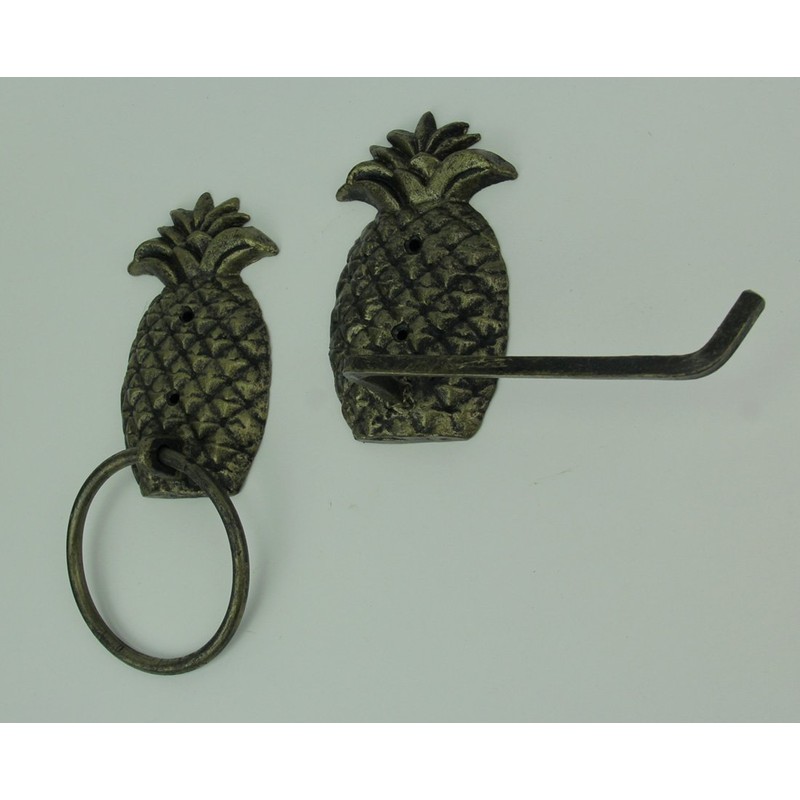 Chesapeake Antique Brass Finish Cast Iron Pineapple Towel and Tissue
