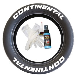 Tire Stickers Continental Tire Lettering Add-On Accessory - Easy DIY with Glue & 2oz Touch-up Cleaner / 19-21 Inch Wheels / 1.00 Inches/White / 8 Pack