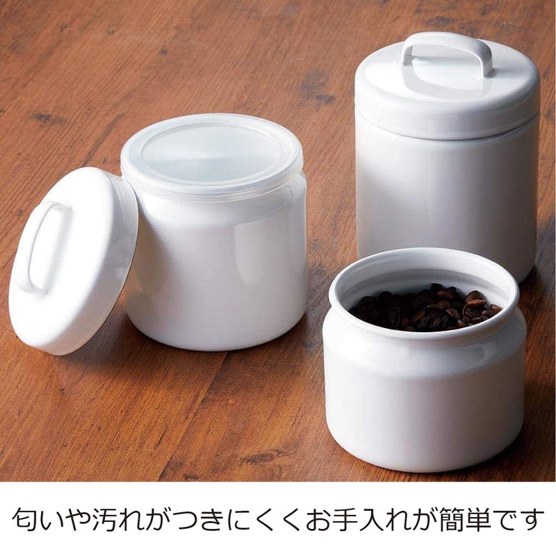 Nichinichi Tools Noda Enamel Storage Container, Round Canister, with Inner