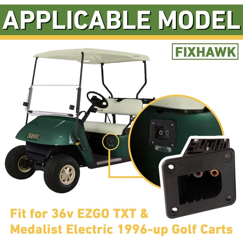 EZGO TXT 36V PowerWise Charger Receptacle and W/Handle Plug, Fit