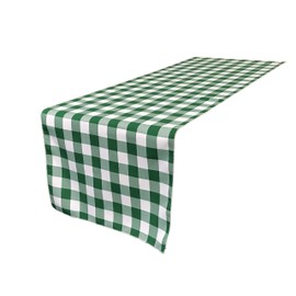 LA Linen Poly Table Runner, 14 by 108-Inch Checkered Gingham Hunter Green/White