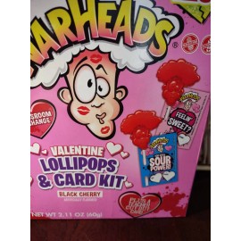 Unbranded Warheads Valentine's Lollipops & Card Kit Black Cherry