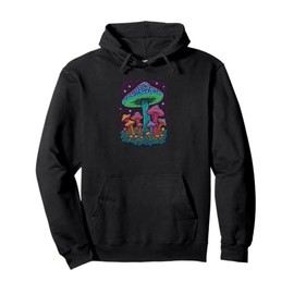 Psychedelic Glowing Mushroom Art | Blacklight Forest Fungi Pullover Hoodie