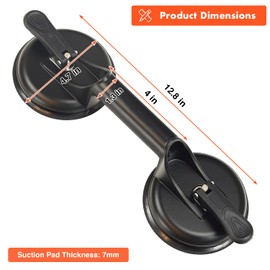 Glass Suction Cup Heavy Duty Vacuum Aluminum Alloy Glass Puller Tile Suction Cup Lifter Floor Suction Cup Floor Gap Fixer for Lifting and Moving Glass, Window, Mirror, Granite, Windshield Removal