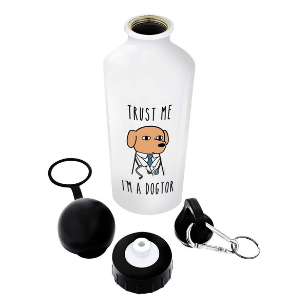 Funny Veterinarian Gifts Trust Me I'm a Dogtor Dr Pun Aluminum Water Bottle with Clip & Sport Top