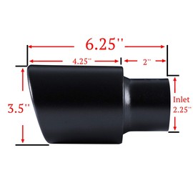 Pack of 2 Black Exhaust tip - 2.25" ID x 3.5"OD x 6.25"L -Double Wall Weld On Muffler Tail Pipe Stainless Steel Black Coated