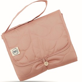 Jubi® Dirty Pink Changing Mat Made of Organic Cotton and ÖkoTex Polyester - Changing Mat for on the Go with Space for 4 Nappies and Wet Wipes