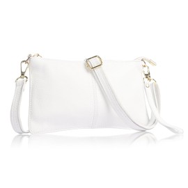 Minicloss Leather Crossbody bags for Women, Small Shoulder Bag Phone Purses Ladies Wristlet Clutch Wallet with Wrist Strap Handbag Multi Pocket Crossbody Phone Bags (white)