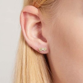 PDTU Stud Earrings Silver 925 / Stud Earrings Gold Infinity Earrings Silver 925 with Zirconia Infinity Stud Earrings Small Earrings Stud Jewellery for Women Girls, Cubic Zirconia