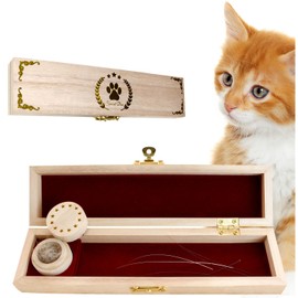 POOKIE My Treasure Box, Cat, Pet, Beard, Hair, Teeth, Claws, Bones, Keepsake, Memorial Storage, Wooden, Foil Stamping, Inner Velour, Small Box, Includes Name Seal