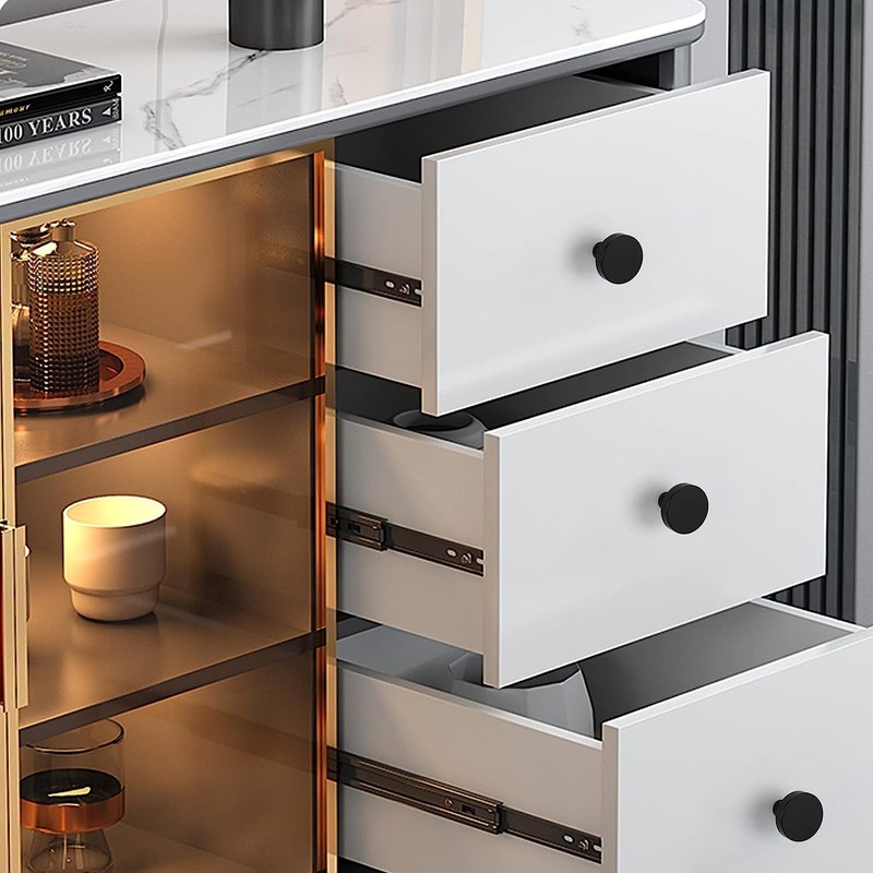 LONTAN Pack of 10 Cabinet Knobs, Black Furniture Knobs, Matt