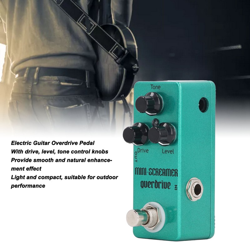 Overdrive Effect Pedal with Drive Level Tone Control Knobs Aluminum