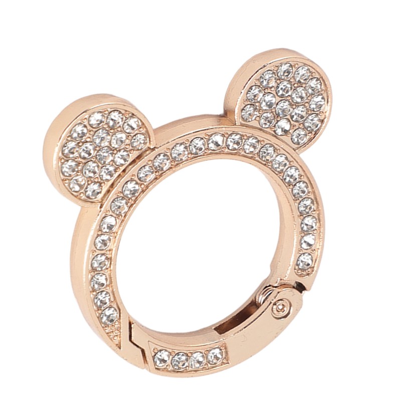 10pcs Rhinestone Spring O Rings Cute Bear Head Zinc Alloy