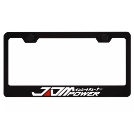 JDM POWER License Plate Frame | Black Metal | Street Racing Performance | Japan