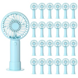 Tujoe 24 Pcs Mini Powerful Handheld Fan 3 Speed Personal Small Portable Rechargeable Fan with Base USB for Women Eyelash Makeup Office Travel Beach Indoor Outdoor (Black)