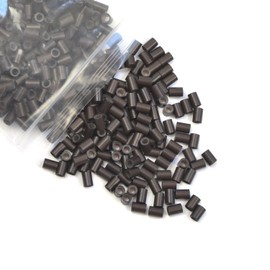 200 Pcs Hair Extensions Micro Rings Links Beads Silicone Lined Copper Ring 3.5 mm Hair Beads for Hair Extensions (3.5mm Dark Brown)