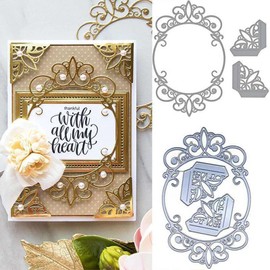 XMYXCRAFT Oval Frame Metal Die Cuts,Lace Corner Border Wedding Cutting Dies Cut Stencils for DIY Scrapbooking Photo Decorative Embossing Paper Dies for Scrapbooking Card Making