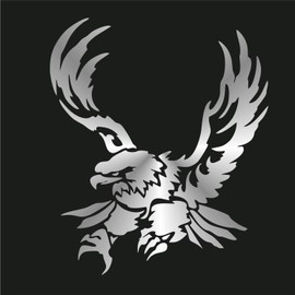 AMA SHOP Prespaced Eagle Silver Color Vinyl PVC Sticker for Decals Wall Mural Car Motorcycle Helmet Camper Boat