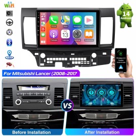 ESSGOO For Mitsubishi Lancer 2008-2017 10" Car Stereo Radio Android 14 Carplay GPS WIFI