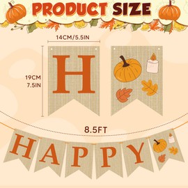 OHOME Fall Decorations for Home - Happy Autumn Pumpkin Banner for Indoor Outdoor | Maple Leaves Garland Backdrop for Outside - Hanging Party Favors Supplies for Birthday | Fall Decor