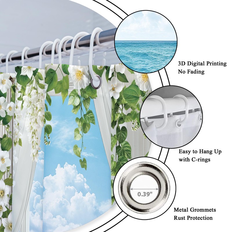 Ocean Beach Coastal Blue Sea Summer Hawaiian Bathroom Shower Curtain