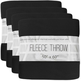 (24 Pack) Bulk Fleece Throw Blankets for Wedding Favors, Homeless Women, Men, Homes, Bed, Sofa, Couch, Office, Pet Blankets, Travel | Soft Warm Lightweight Throw Blankets in Bulk (Black)